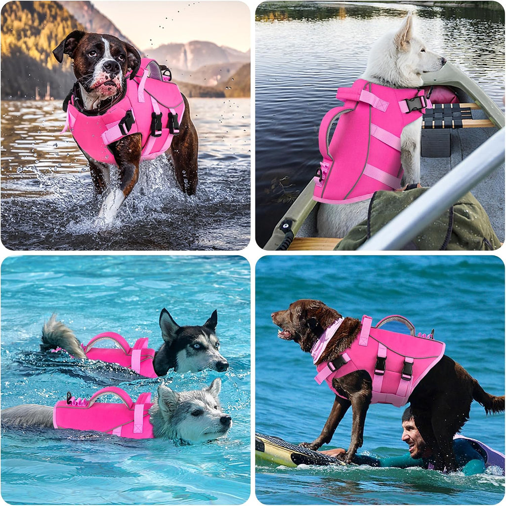Dogcheer dog swimming vest top view highlighting sturdy grab handles
