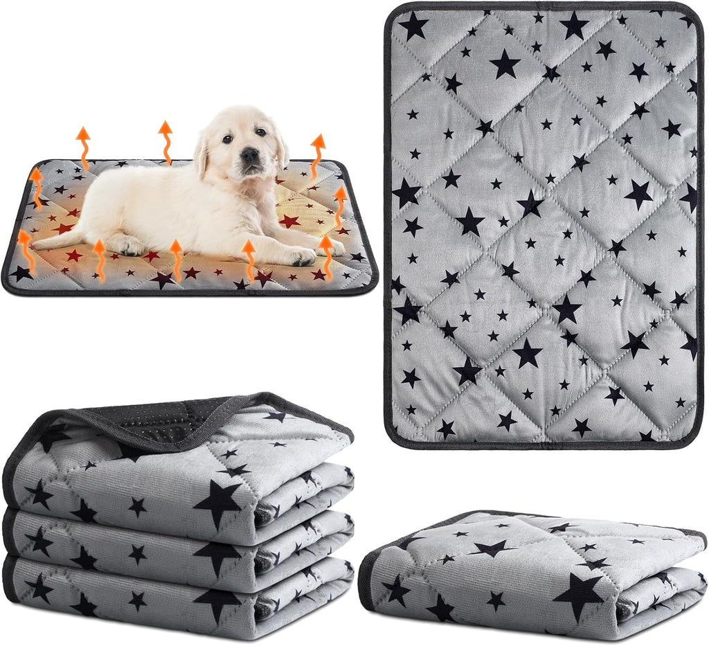 Namalu 4 Pack Self Warming Cat Bed Self Heating Cat Mat Star Pattern Soft Dog Crate Pad Thermal Pet Mat Anti Slip Kennel Dog Washable Warming Bed for Outdoor Indoor(12 x 12 Inch,Brown) - Image 14