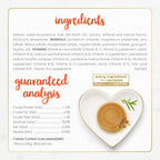 Nutritional guaranteed analysis and ingredient information printed on cat food can