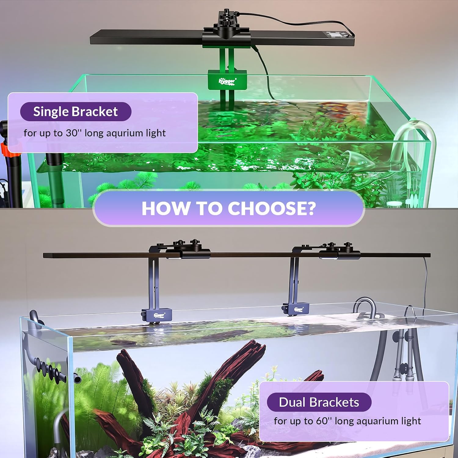 Hygger planted tank light riser stand installed on a freshwater aquascape