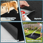 Wibeelee mat placed under a large dog crate on hardwood floor