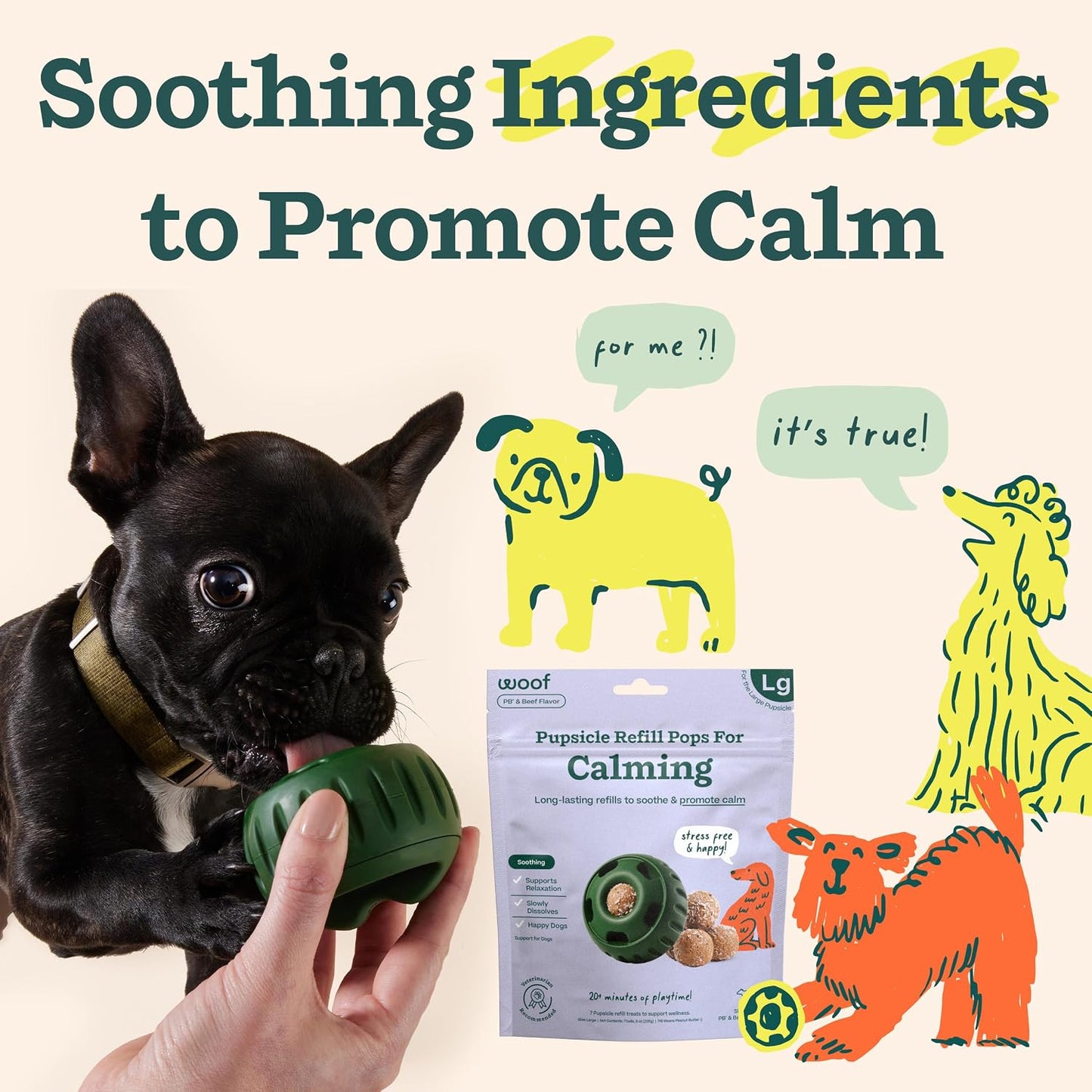 Woof USA imported dog wellness snacks packaging