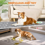 Washable dog mat on hardwood floor
