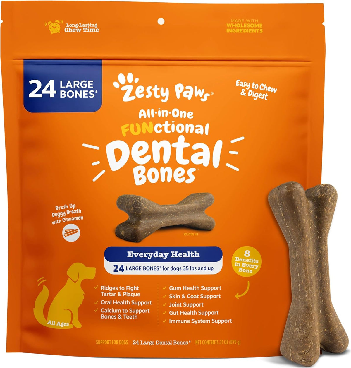 Zesty Paws dental bones for large dogs front packaging view