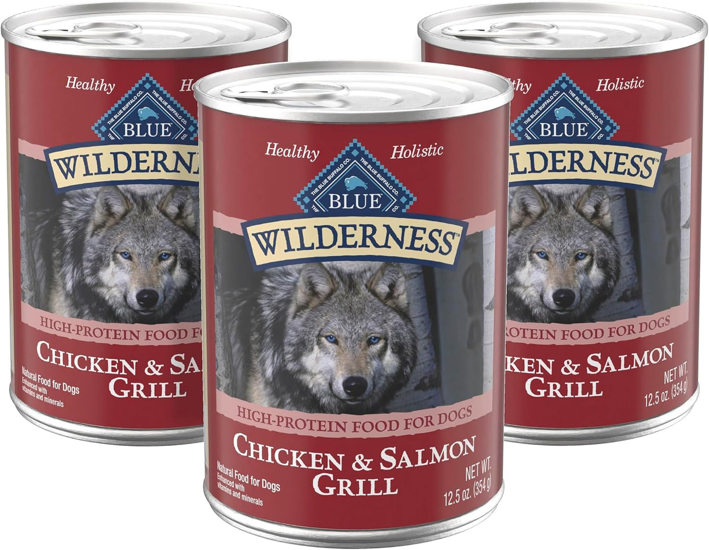 Natural grain free dog food cans for muscle maintenance side view