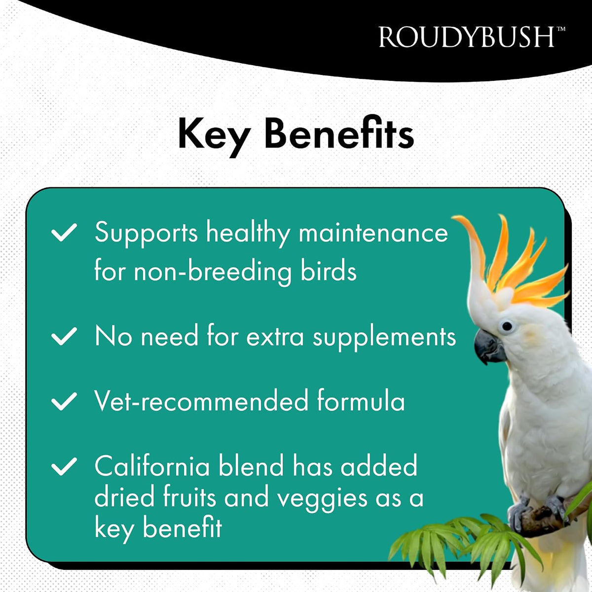 RoudyBush bird food nutritional information label view