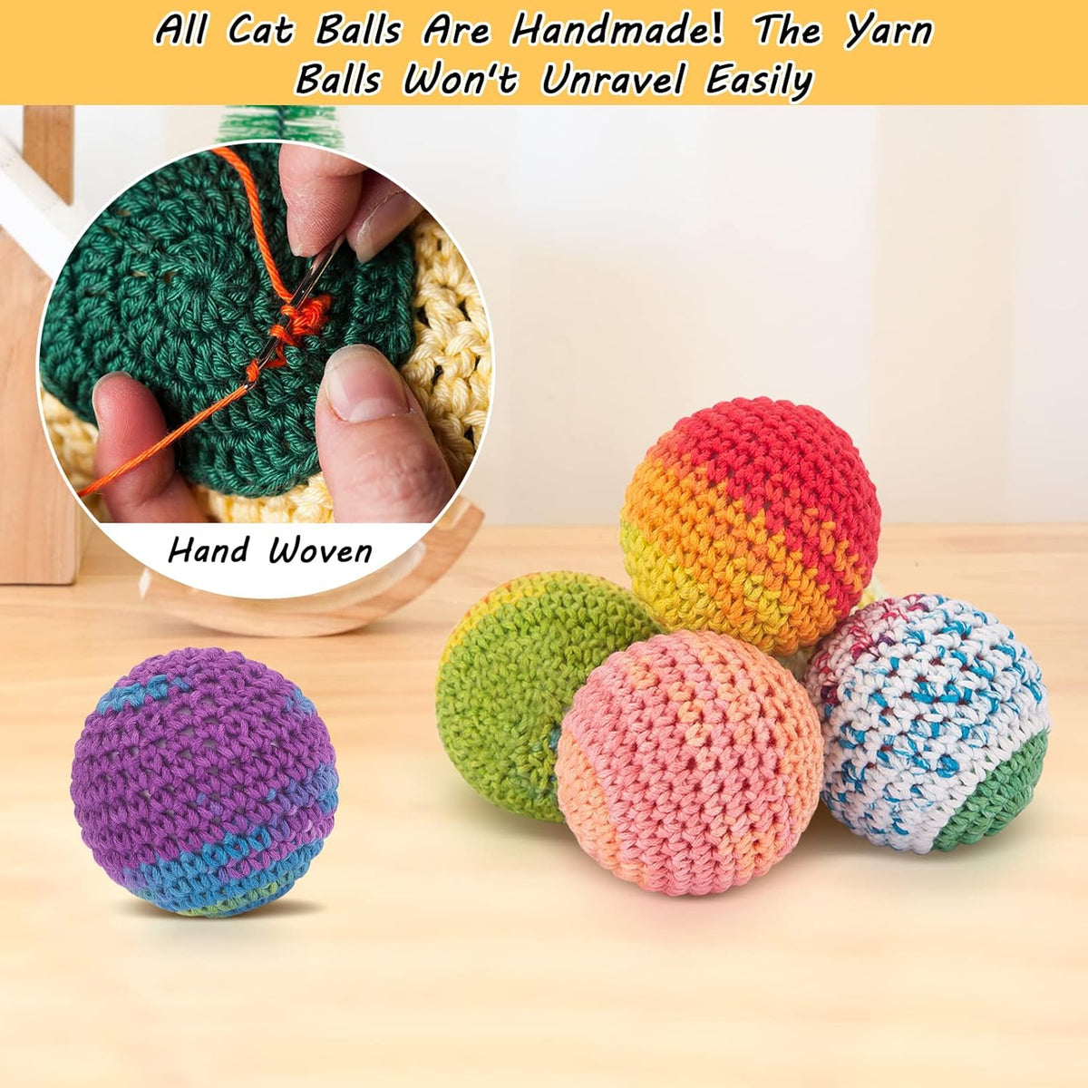 Interactive kitten chasing toys in vibrant pink, blue, and purple colors.