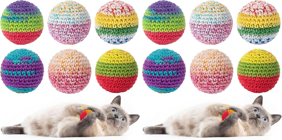 Cat Toys Balls, 6Pcs Wool Yarn Balls with Bells for Indoor Cats - Image 8