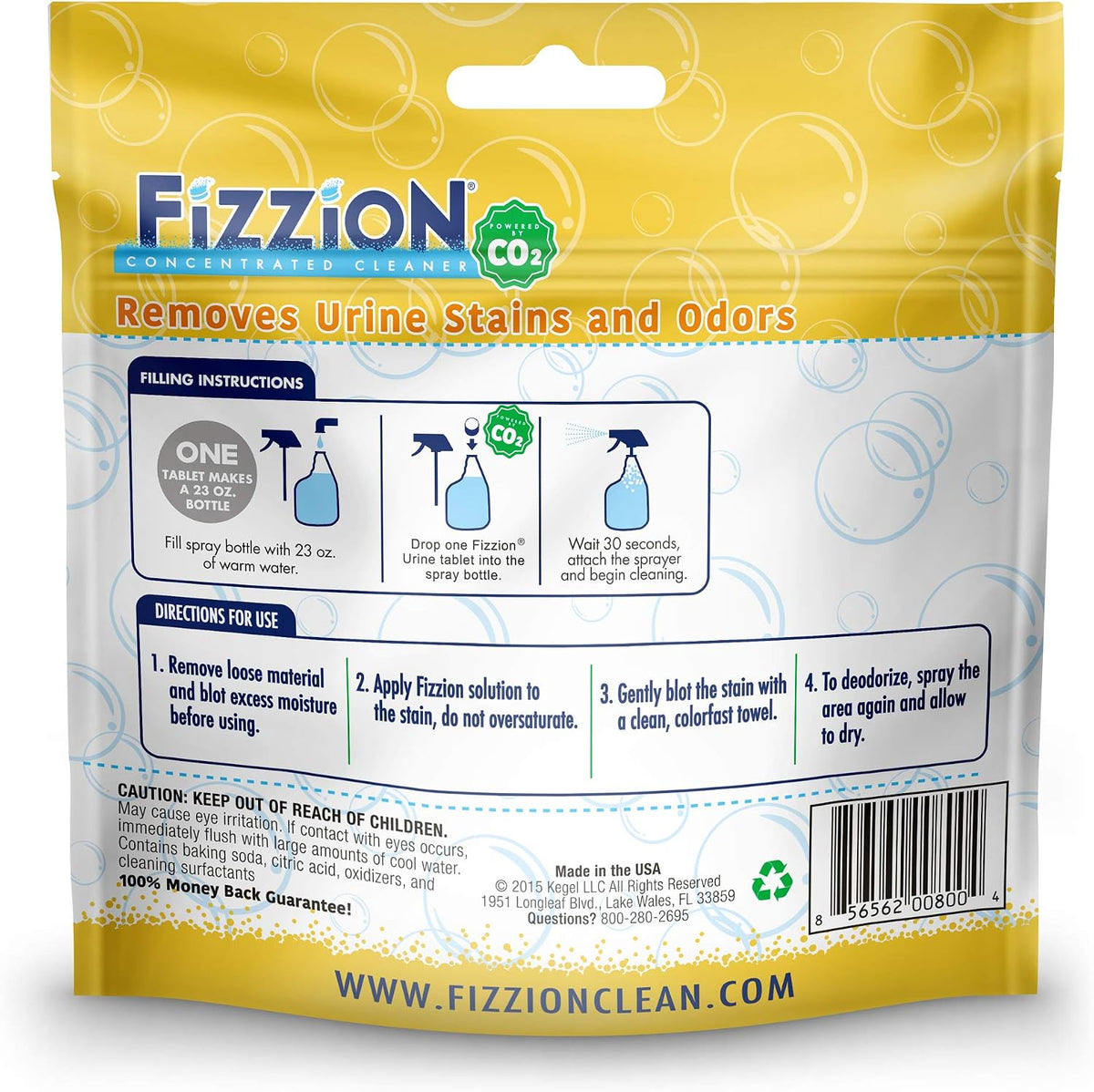 Fizzion pet stain remover tablet cleaning kit for household use