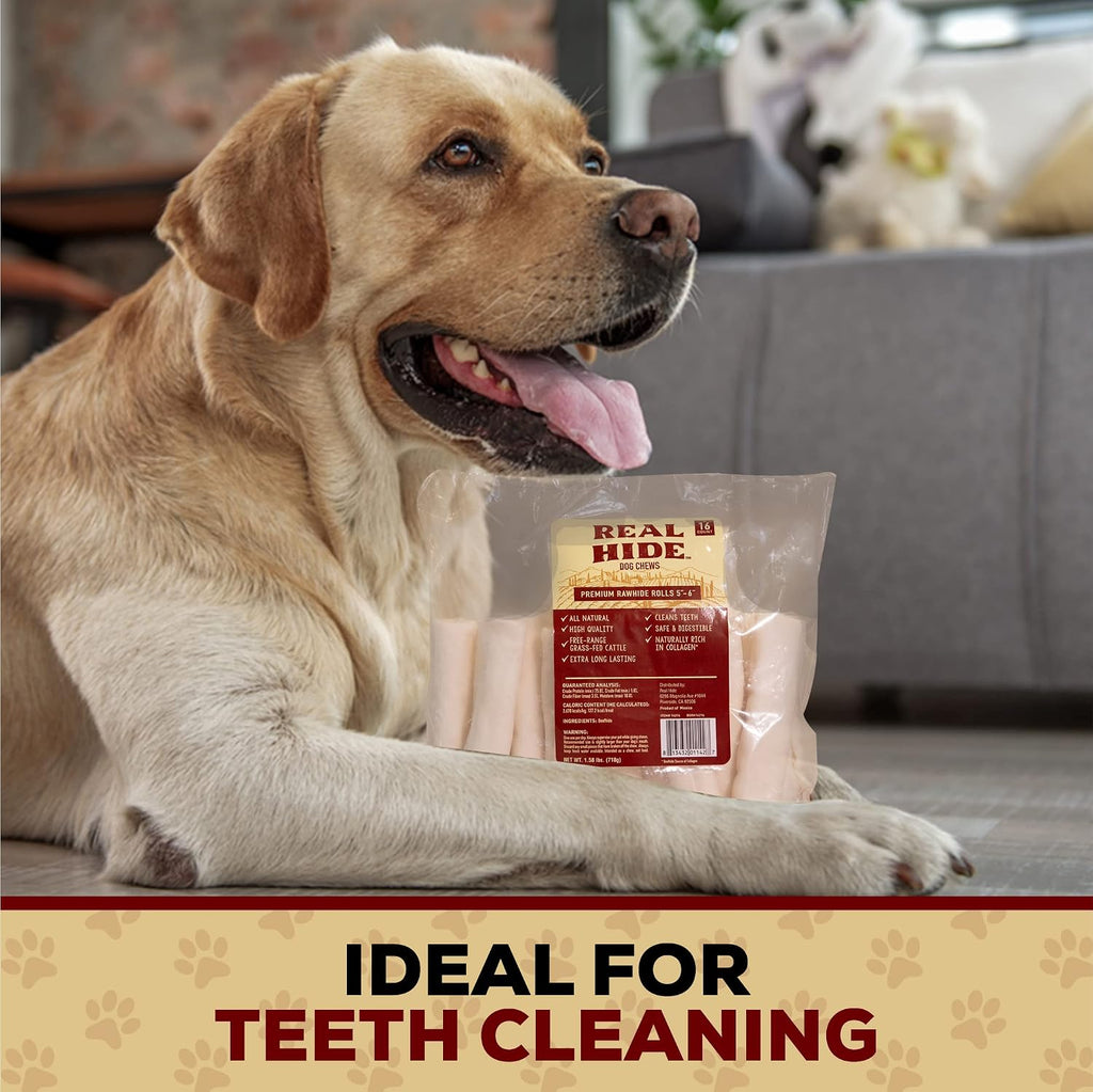 Authentic USA imported natural beefhide rolls for small and medium dogs dental care.
