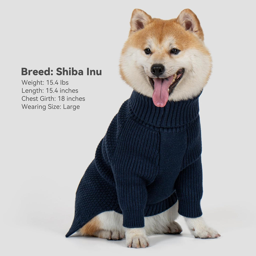 Warm cold weather dog sweater pullover style laid flat display