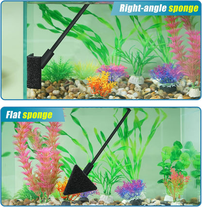 AQUANEAT algae scraper attachment close up highlighting the rigid blade designed for removing scum from glass fish tanks.