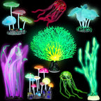 Frienda 8 Pieces Glowing Effect Fish Tank Decorations front view aquarium ornament