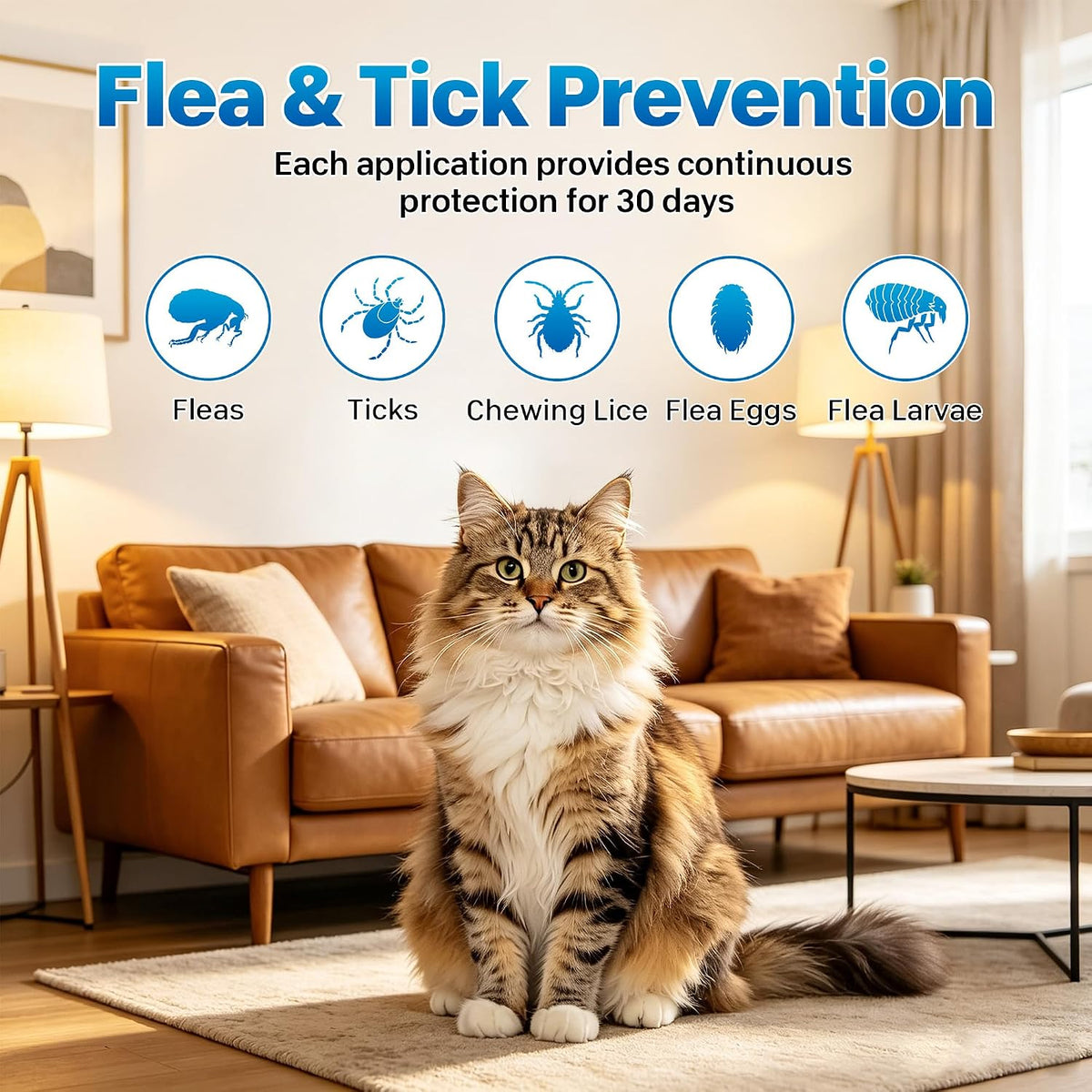 Waterproof flea and tick topical solution application diagram for kittens