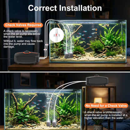 Hygger air pump operating in a large fish tank