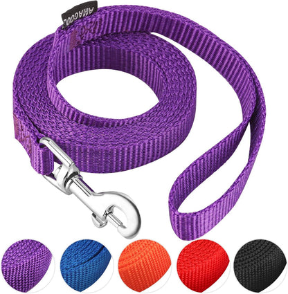 Amagood puppy dog leash front view premium purple training lead