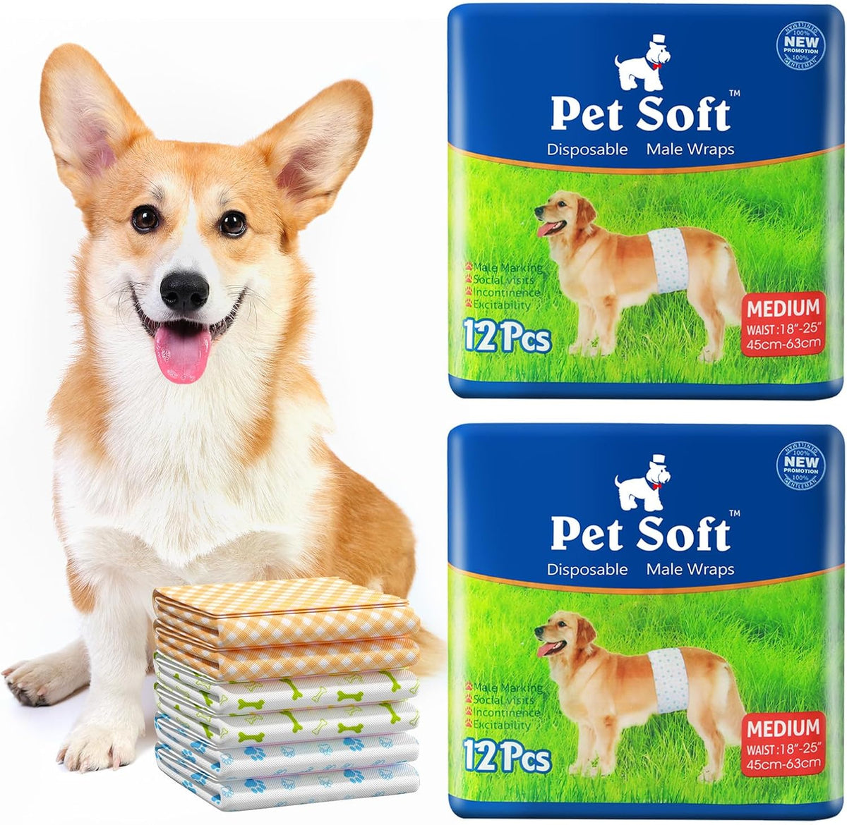 Pet Soft Disposable Male Dog Wraps - Dog Diapers for Male Dogs, Puppy Diapers 48pcs Small - Image 10