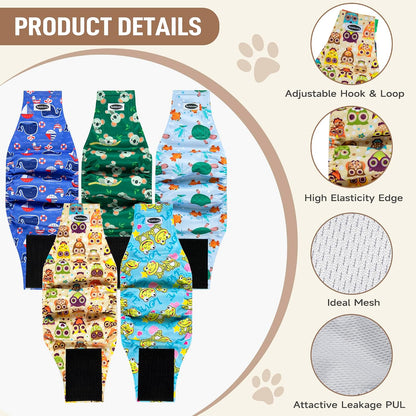 Tuiskusa pet belly bands spread out to show the ergonomic elastic edging for leak prevention