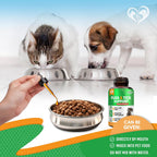 Beloved Pets anti tick oral drops being added to dog food bowl