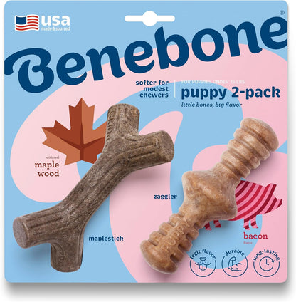 Benebone Puppy 2-Pack Dental Chew/Wishbone Durable Dog Chew Toys for Gentle Chewers, Real Bacon, Made in USA, Small - Image 13