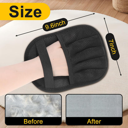Cleaning car seat upholstery with grooming gloves