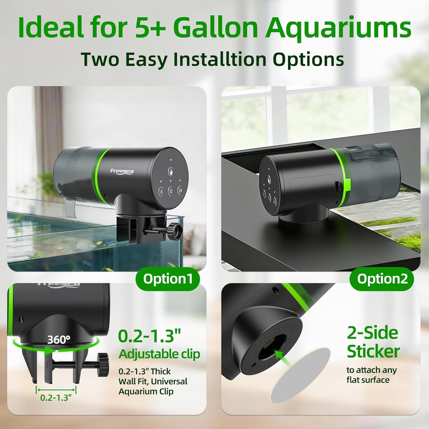 Freesea premium fish tank vacation feeder holding pellets and flakes.
