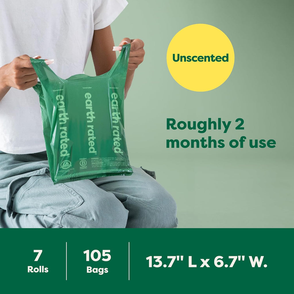 Earth Rated easy tie handle poop bags demonstrating secure closure.
