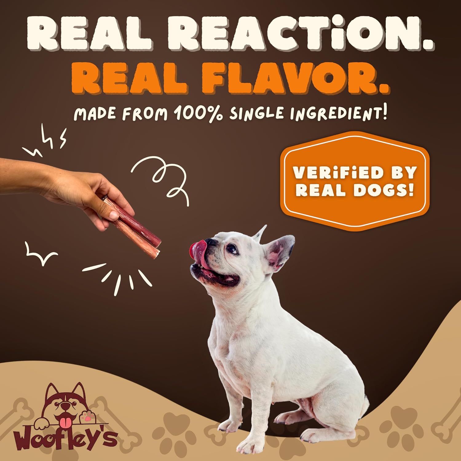 Woofley's premium raw beef pizzle dental hygiene treats for dogs