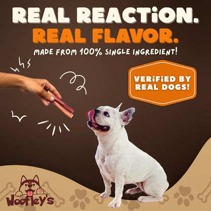 Woofley's premium raw beef pizzle dental hygiene treats for dogs