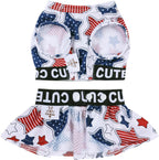 CuteBone brand jacquard wordmark band on small pet skirt.