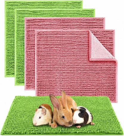 Amylove 4 Pcs Guinea Pig Cage Liner 16 x 24 Inch Washable Chenille Pee Pads Pet Dog Cat Bedding Training Mat Reusable for Small Animals Puppy Bunny Hamster Chinchilla - Image 12