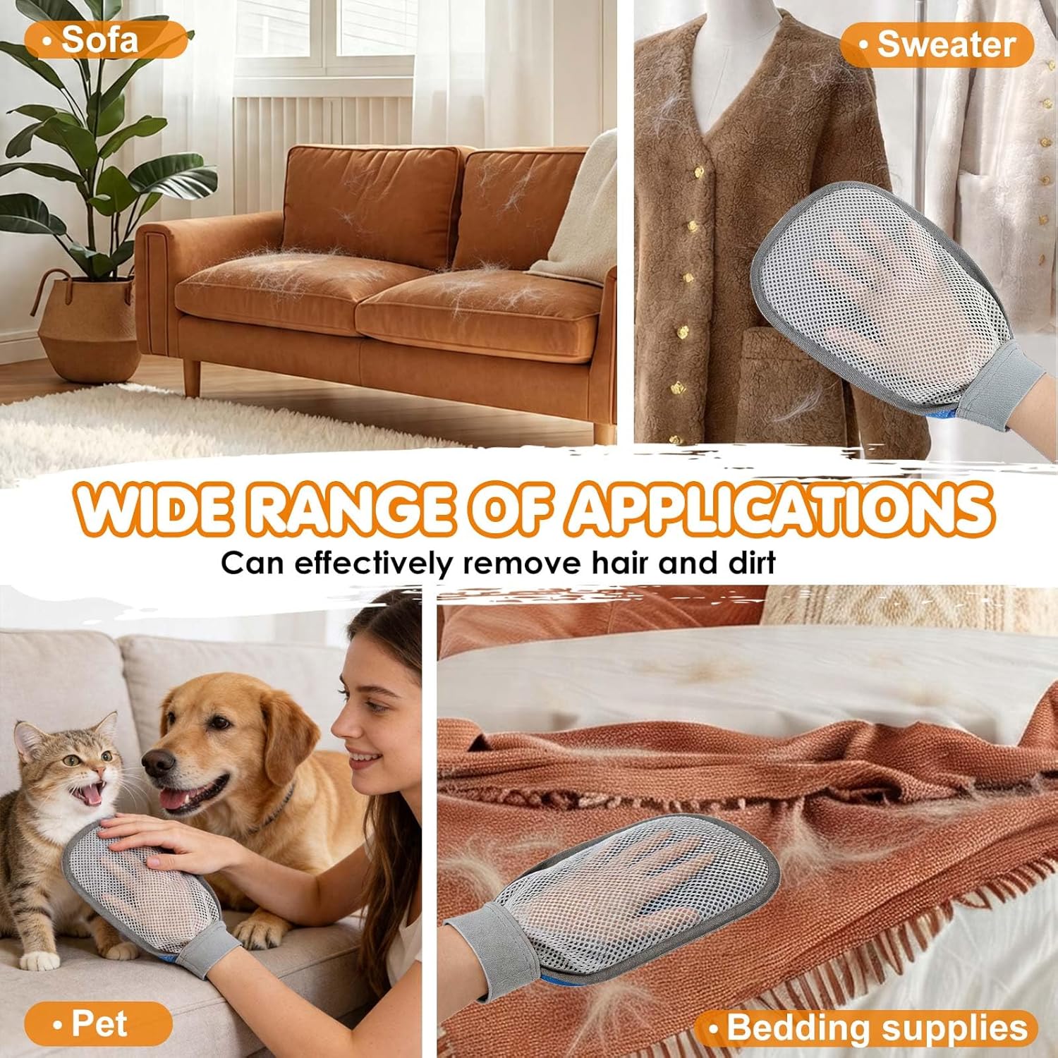 Washable electrostatic pet hair mitt cleaning car seats