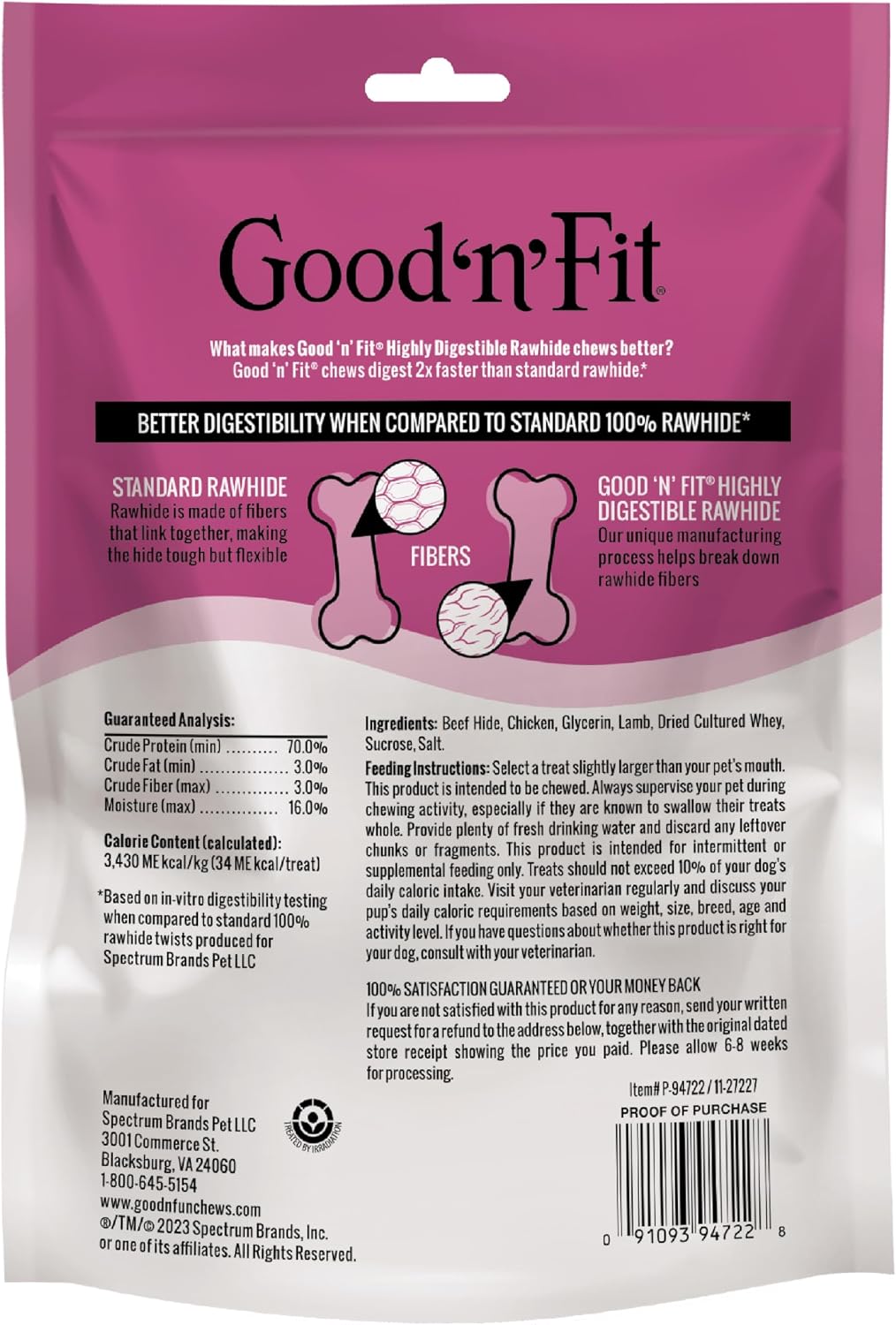 Close up of Good 'n' Fit lamb wrapped dog chew sticks