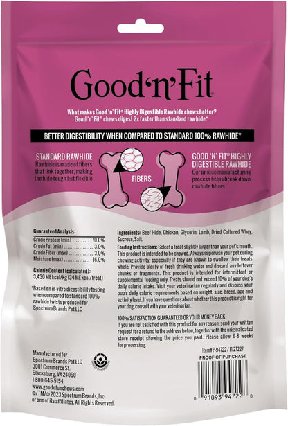 Close up of Good 'n' Fit lamb wrapped dog chew sticks