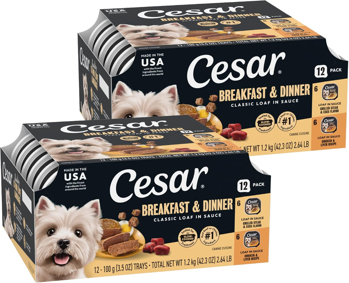 Cesar Wet Dog Food Classic Loaf in Sauce Grilled Chicken, Filet Mignon, Porterhouse Steak, Beef, Chicken & Liver and Turkey Variety Pack 3.5 oz. Easy Peel Trays (36 Count, Pack of 1) - Image 13