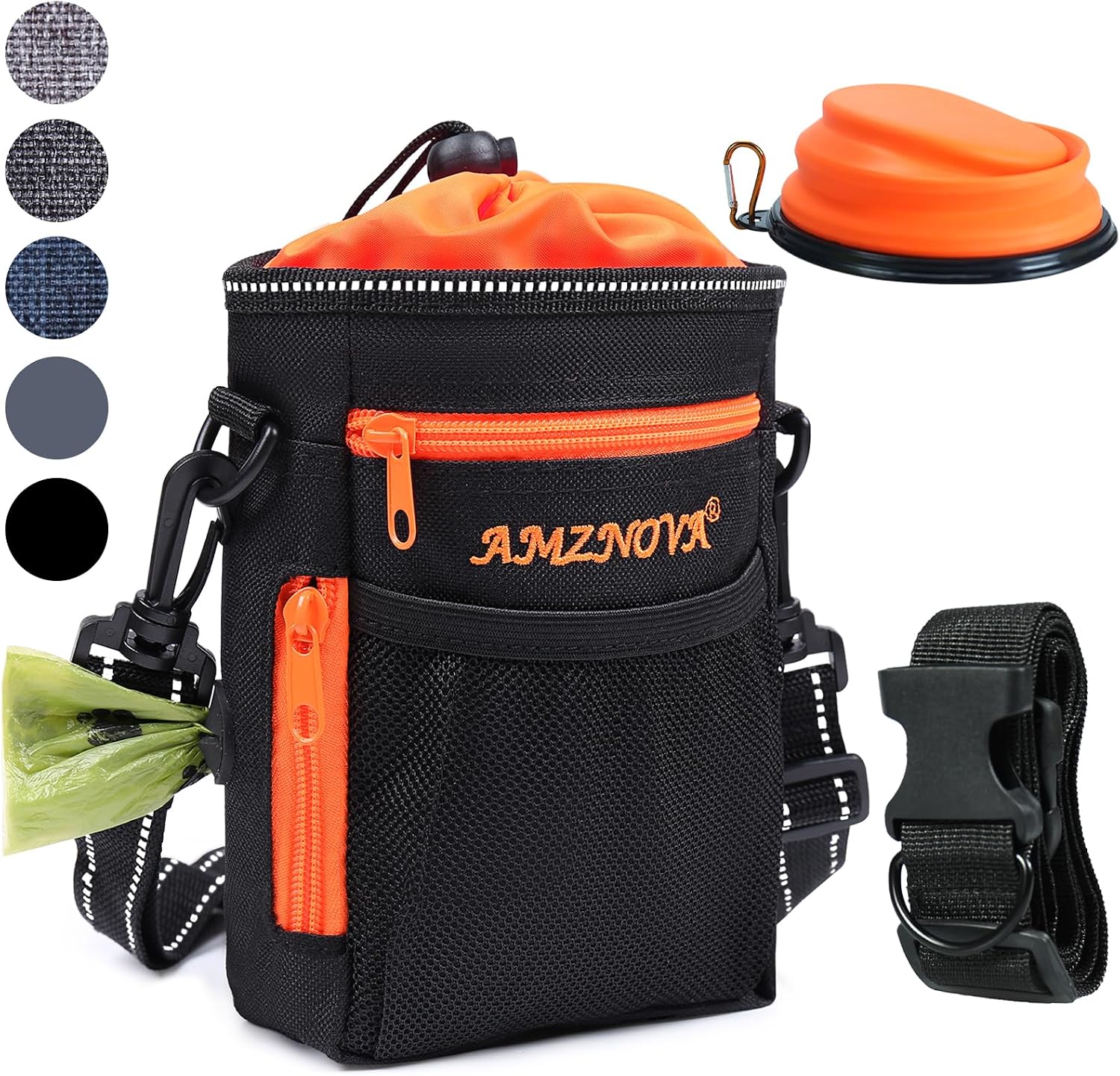 AMZNOVA dog treat bag treatkit front view black training pouch