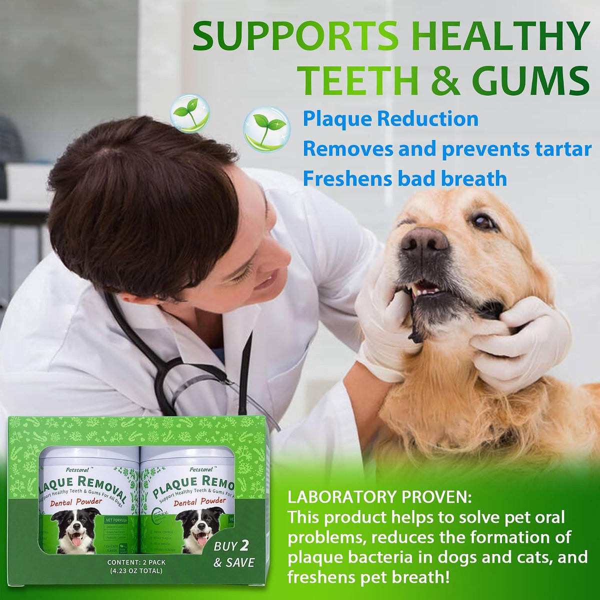 Petstoral dog dental cleaning powder container