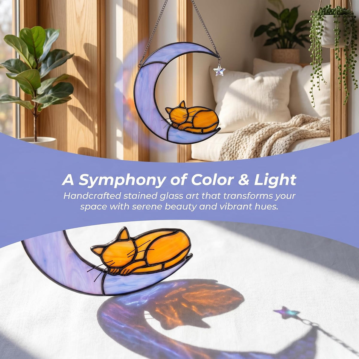 Orange Cat Memorial Stained Glass Suncatcher,Loss Sympathy Gifts - Image 6