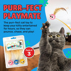 Bouncy Tails interactive cat toy showing close-up of feather texture.