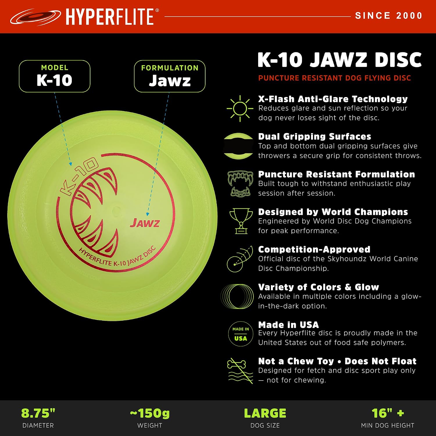Durable puncture resistant texture of Hyperflite dog disc