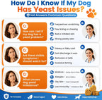 Veterinarian formulated dog supplement for ear and paw care close up view.