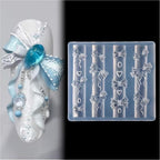 BHCCXZ 3D gel nail art resin rosette molds front view showing transparent silicone cavity details.