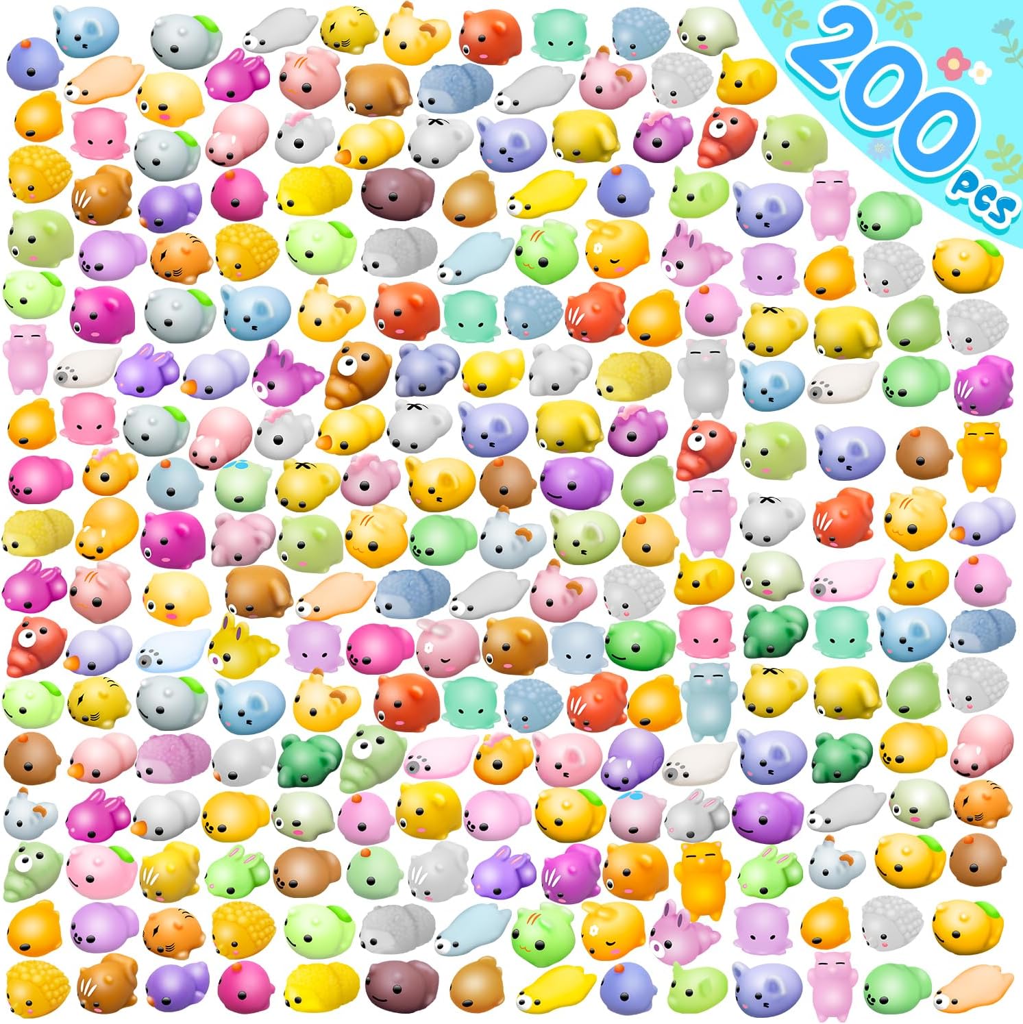 Dioju 200 piece mini mochi squishy toy set front view