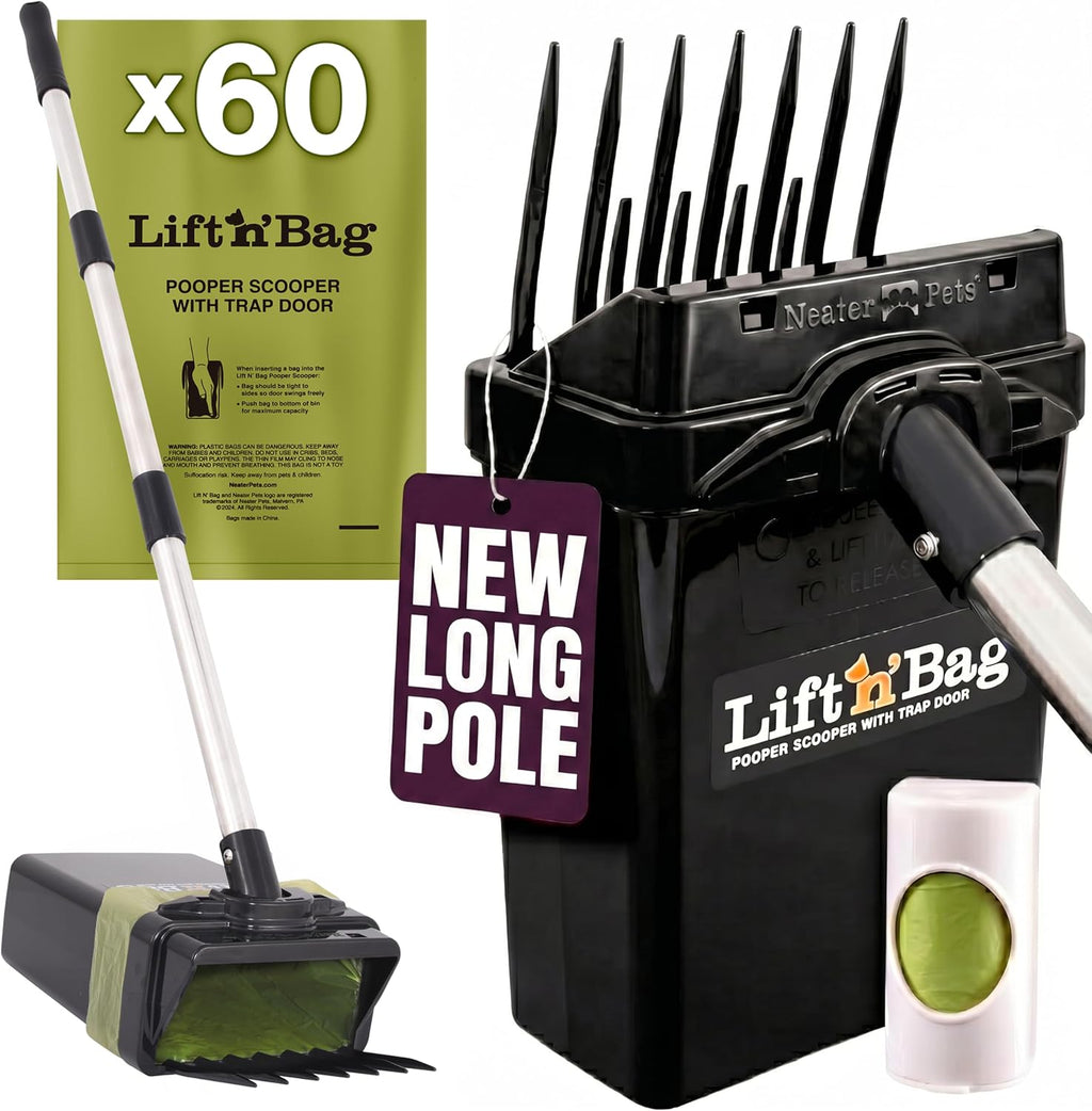 Neater Pet Brands Lift N' Bag 2.0 Dog Pooper Scooper with Bag Attachment & 31" Pole for Small to Large Dogs, New Longer Pole, 15 Refill Bags, Heavy Duty Dog Poop Scooper for Yard, One-Hand Use - Image 15