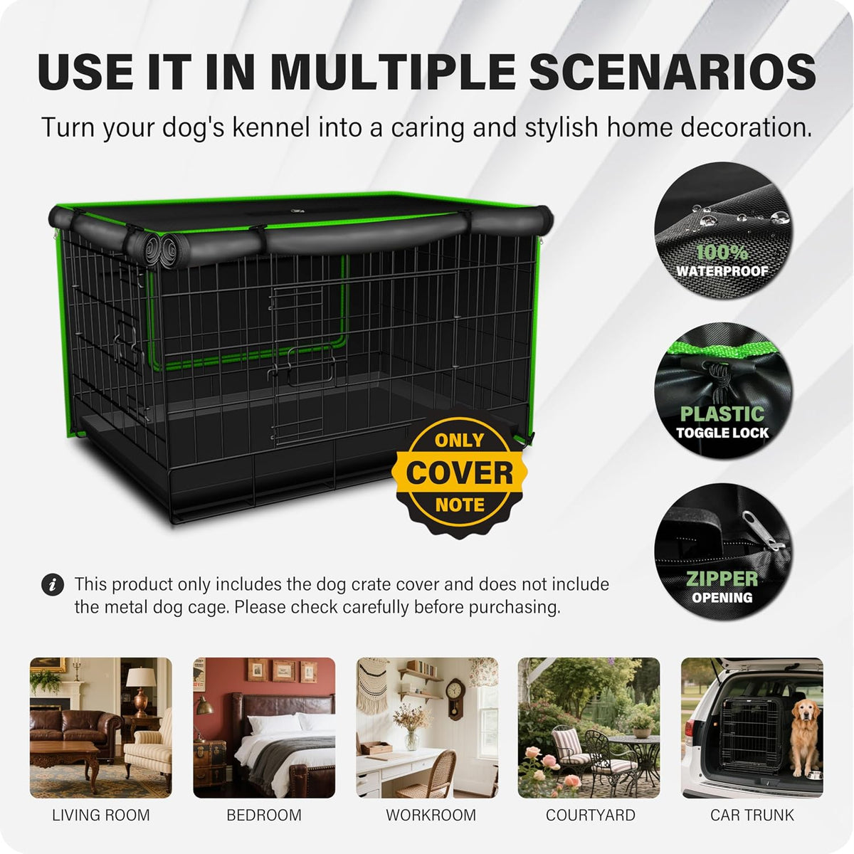 Bethshaya waterproof dog crate cover protecting wire cage from sunlight