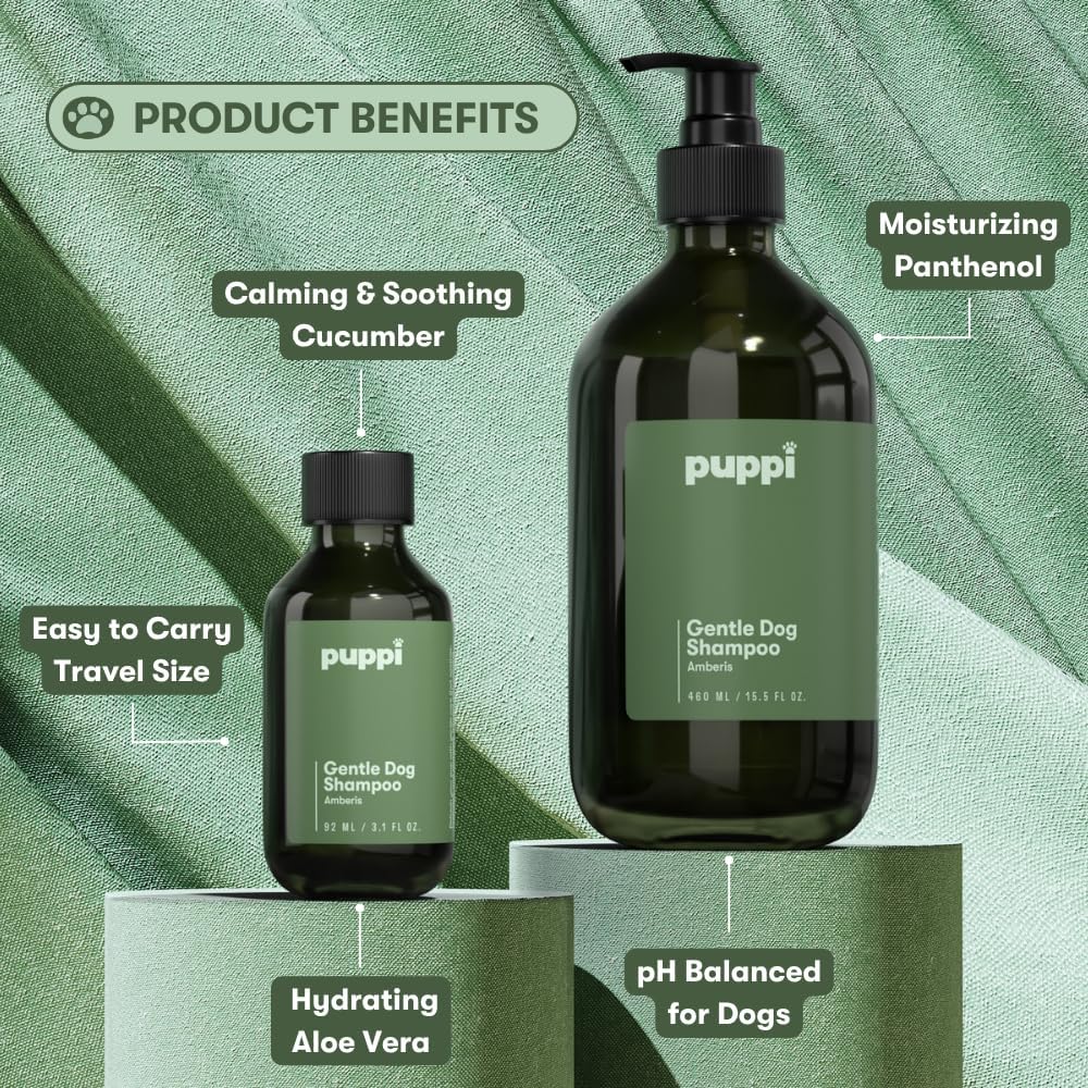 Hypoallergenic sensitive skin dog shampoo with aloe vera and cucumber extract travel size