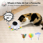 USB rechargeable indoor cat toy showing the charging port and durable ABS plastic body.