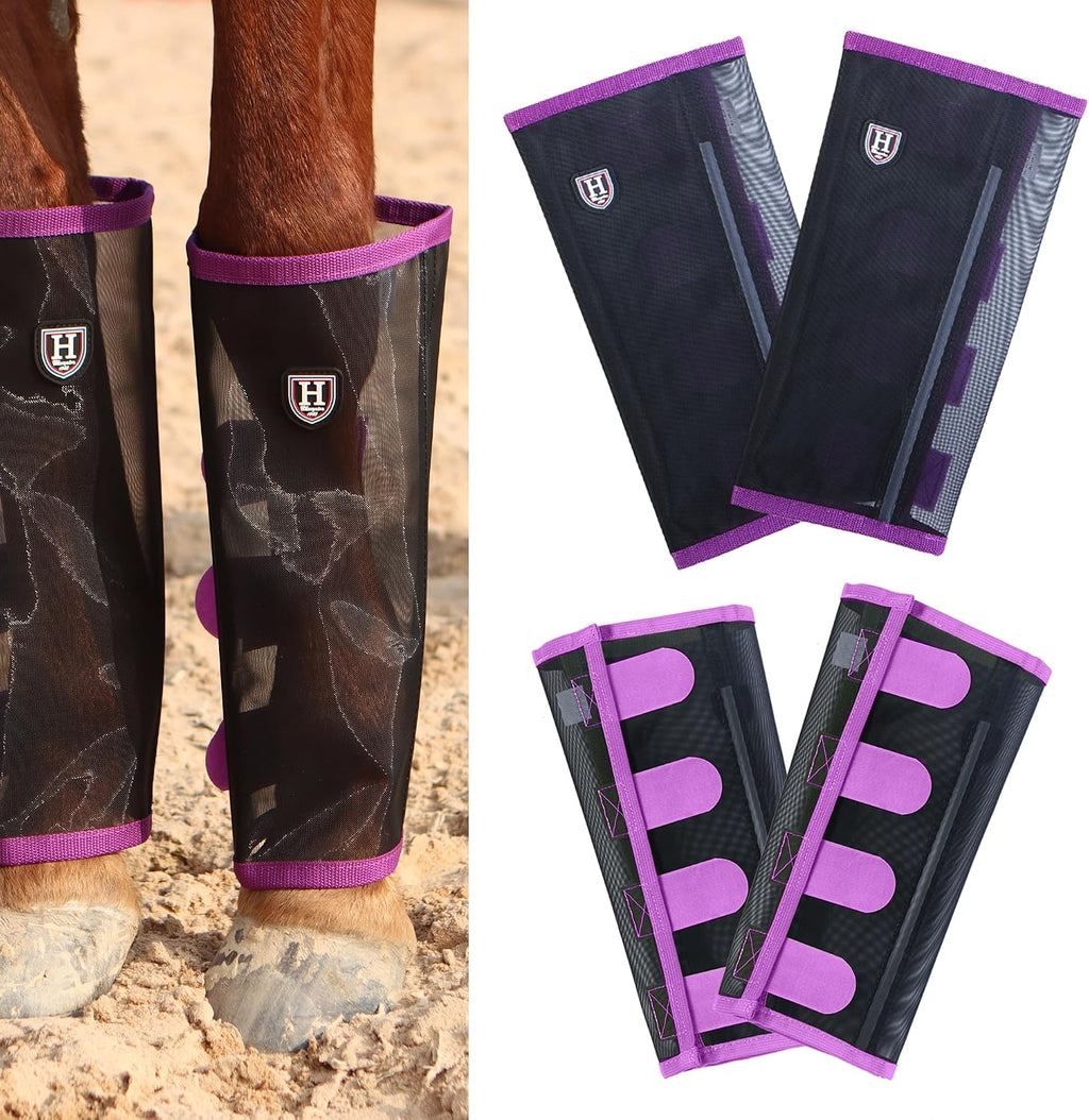 Harrison Howard Loose-Fitting Horse Fly Leggings Breathable, Tear-Resistant Fine Mesh Leg Guards Stay-on Comfortable Fly Boots (Set of 4) - Image 12