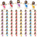 VAOHFHA 100 piece little jesus figures front view showing assorted multicolor miniature dolls in a bulk group layout