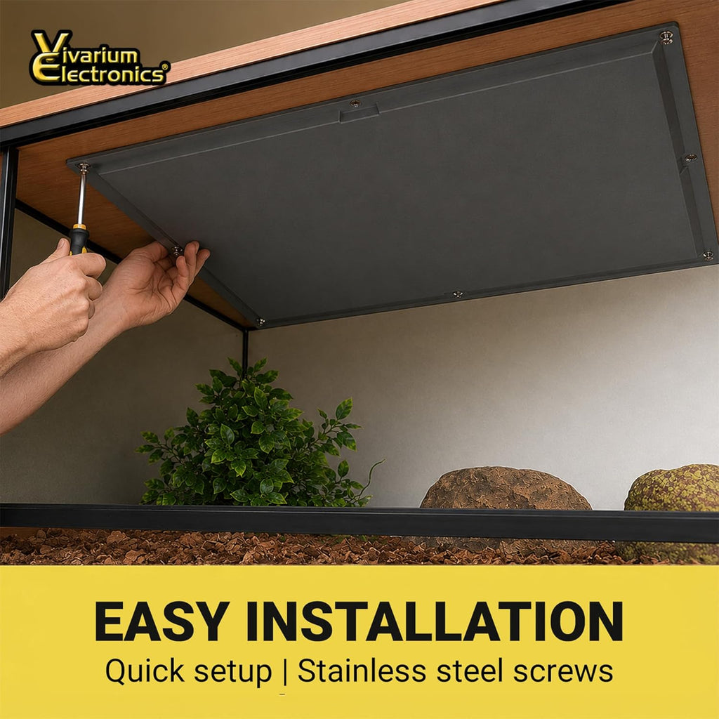 Vivarium Electronics 80 Watt enclosure heater with included stainless steel mounting screws for vivarium setup.